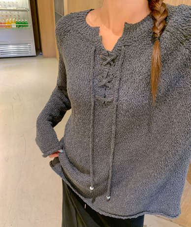 Pharrell Boucle Eyelet Wool Long Knit