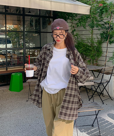 Old Man Boxy Pintuck Check Shirt Shirt