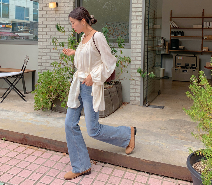 Rough Denim Banding Bootcut Pants (Short/Basic/Longver)