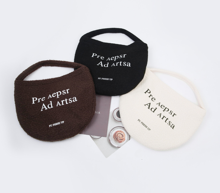 Lettering Wool Crescent Bag