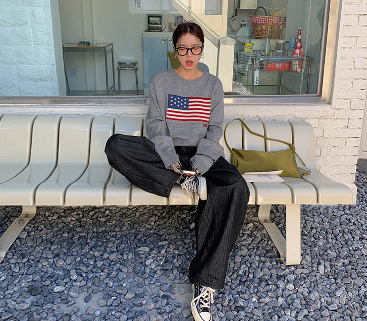 Stripe Patterns Cotton Wide Balloon Pants