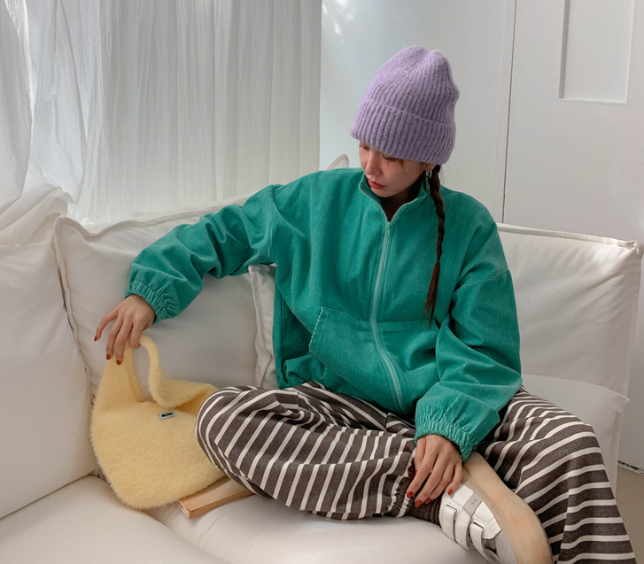 Moquet Pigment Highneck Corduroy Zip-up