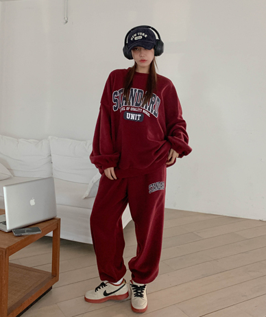 Stainless Steel Fleece Sweatshirt Jogger Pants Training Set