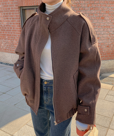 Exer Highneck Quilting Blue Jacket Jumper