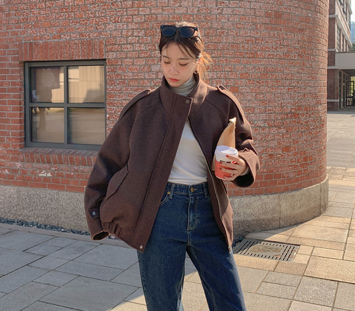 Exer Highneck Quilting Blue Jacket Jumper