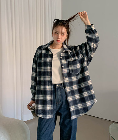 Click outer fleece overfit Check Shirt