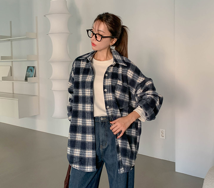 Click outer fleece overfit Check Shirt