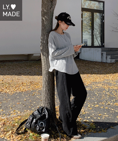 Mitsu Yanggimo Round Hem Basic Long-sleeved T-shirt