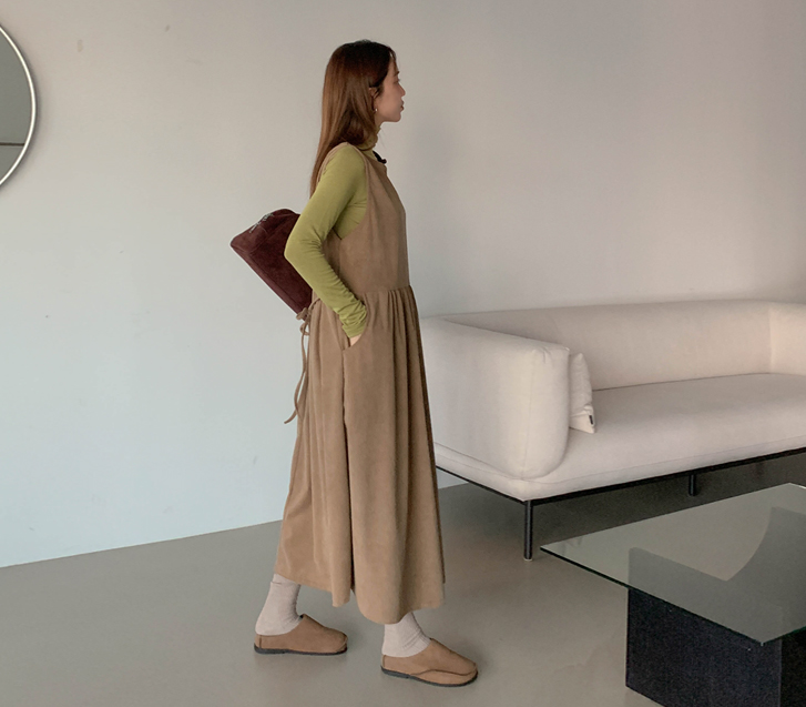 Connie Corduroy Sleeveless Shirts Long One Piece