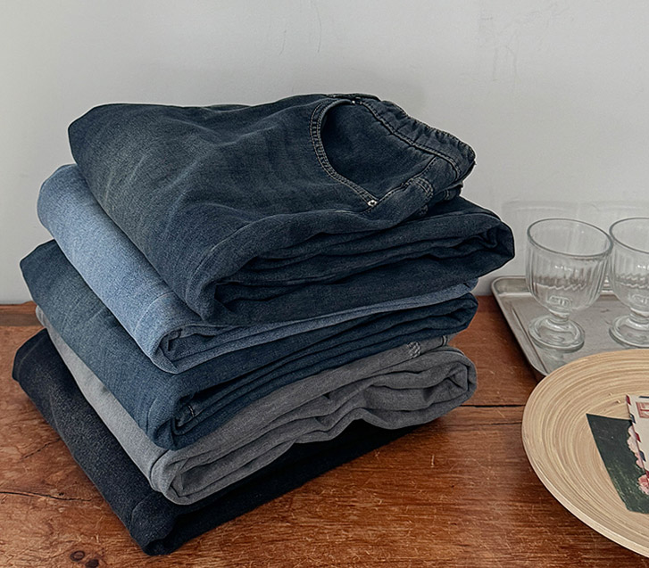 Tein Fleece Denim Banding Wide Pants (Short/Basic/Longver)