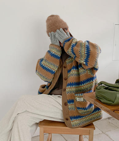 Ethnic Patterns Dumble Corduroy Color Combination Jumper