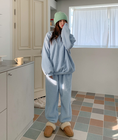 Oat Dumble Fleece Sweatshirt Jogger Pants Training Set