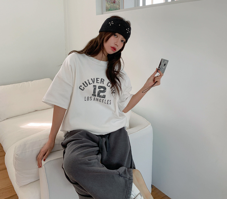 Culver dyed peach fleece short-sleeve T-shirt