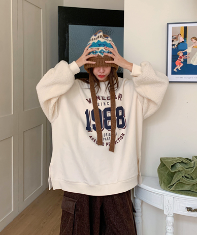 1988 Nayeom Dumbbell Color Combination Sheepskin Sweatshirt