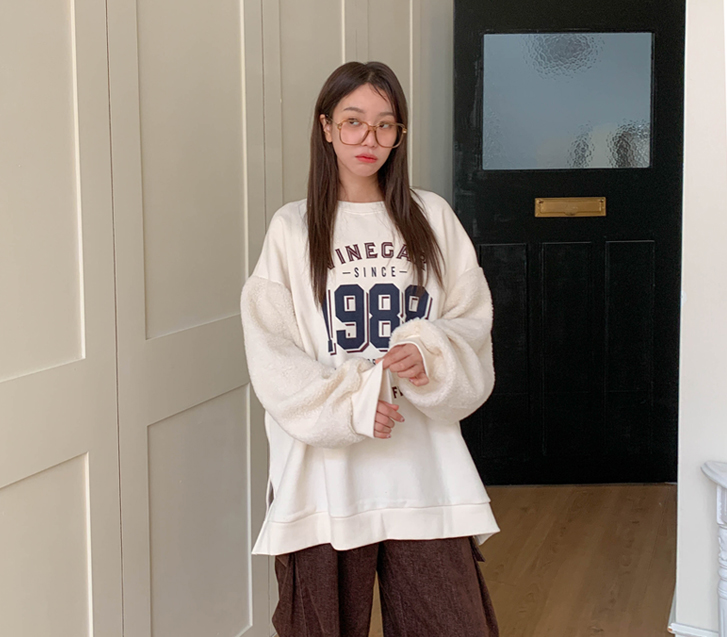 1988 Nayeom Dumbbell Color Combination Sheepskin Sweatshirt