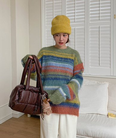 [Unisex] Mohair Stripe Wool Knit