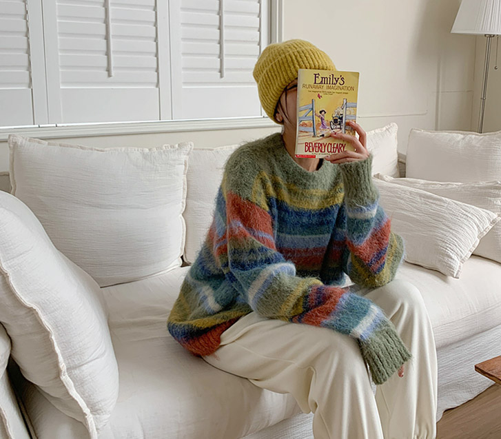 [Unisex] Mohair Stripe Wool Knit