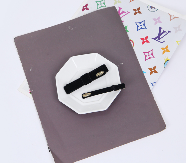 Velvet pendant bowknot hairpin set