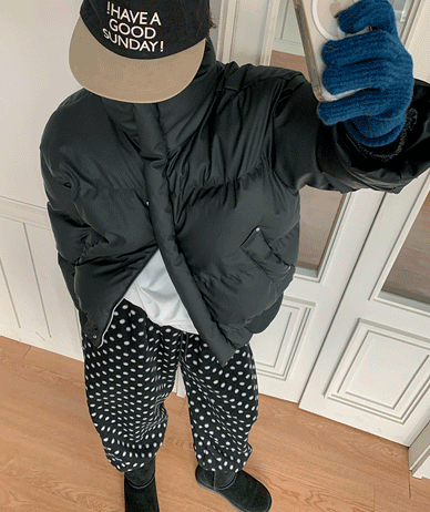 [Unisex] Puni Leather Highneck Wallon Padding Jumper