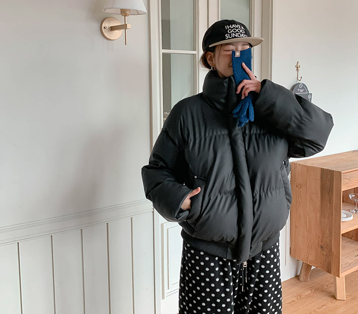 [Unisex] Puni Leather Highneck Wallon Padding Jumper