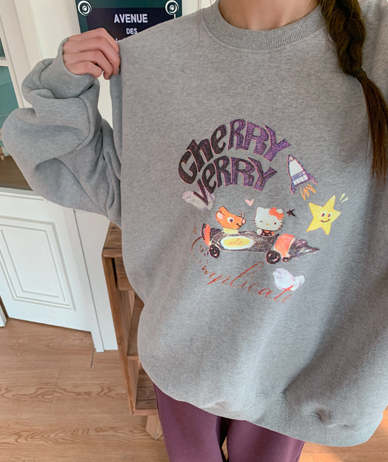 Cherry Blossom Printed Boxy Sweatshirt