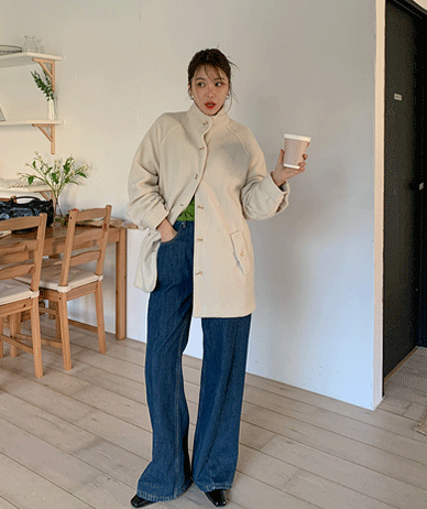 Melly Highneck Wool Harp Coat