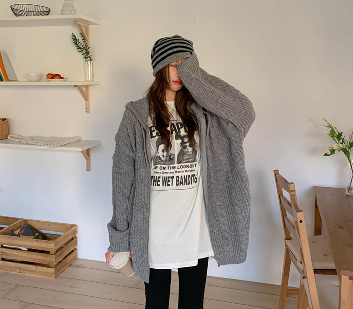 Wooner Twiddle Knit Hood Zip-up