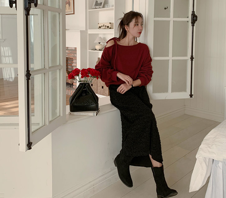 Heart Pom Pom Race Outer Fleece Banding Rong Skirt