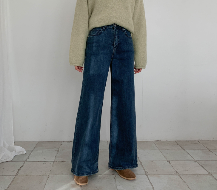 Nokid napping denim banding wide pants