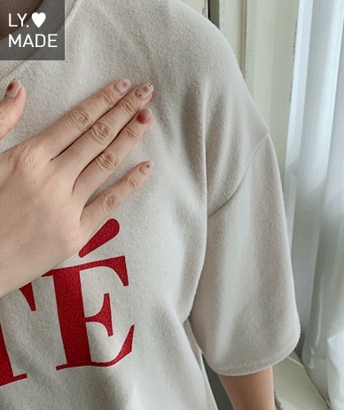 Touched-up, dyed outer fabric, short sleeves T-shirt