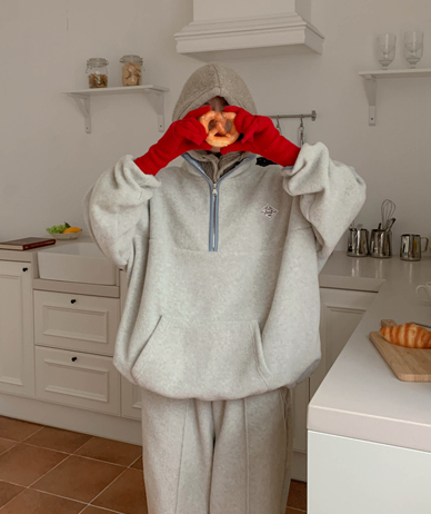 Tart Patch Color Combination Fleece Half-zip-up