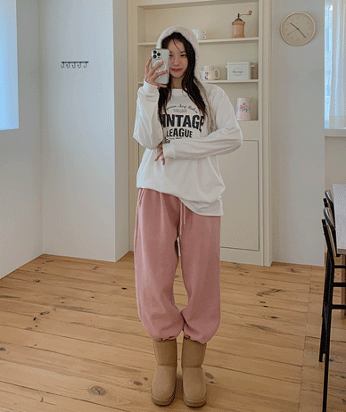 Egg Pigment Napping Banding Jogger Training Pants