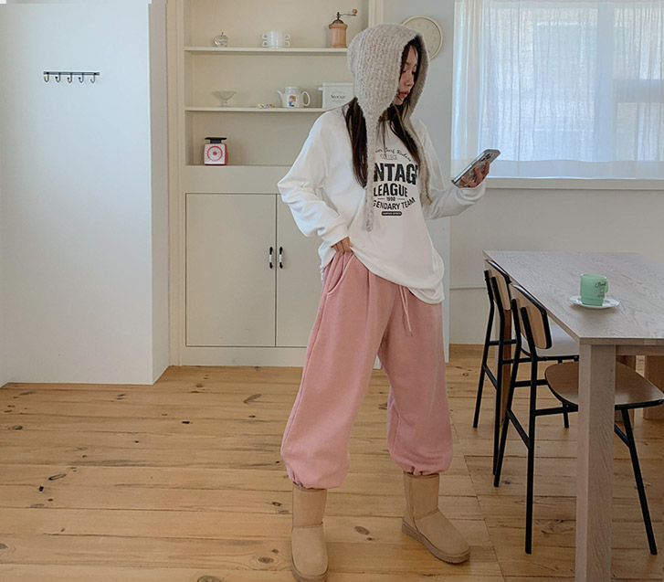 Egg Pigment Napping Banding Jogger Training Pants