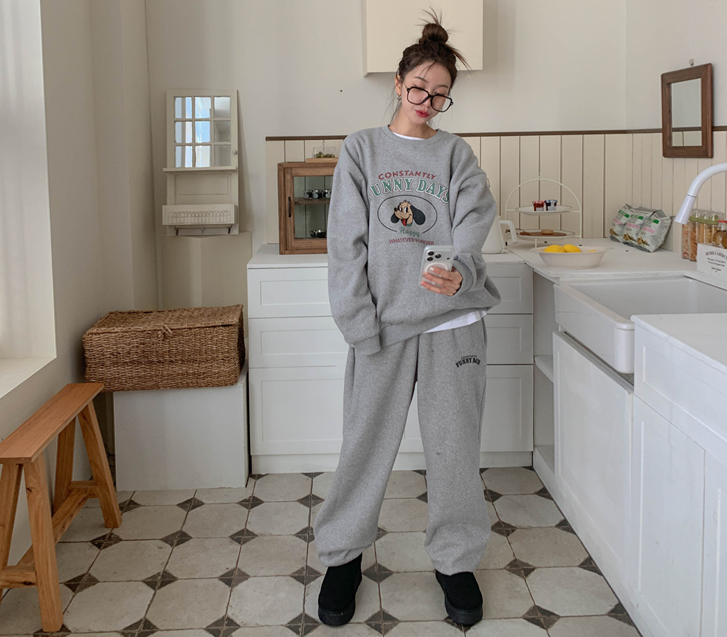 Puppy Print Sweatshirt Jogger Fleece Training Set