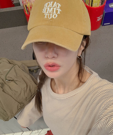 Time Embroidery Pigment Ball Cap