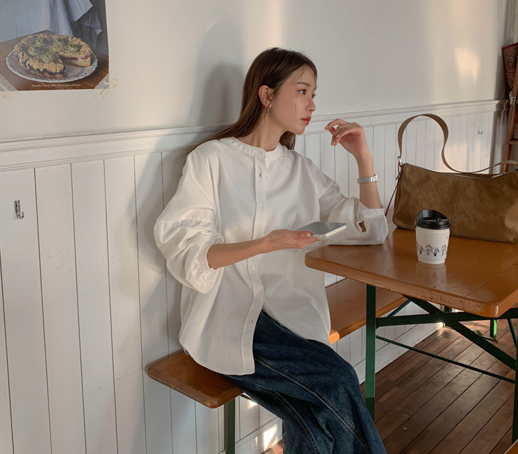 Elin China Neck Shirring Blouse