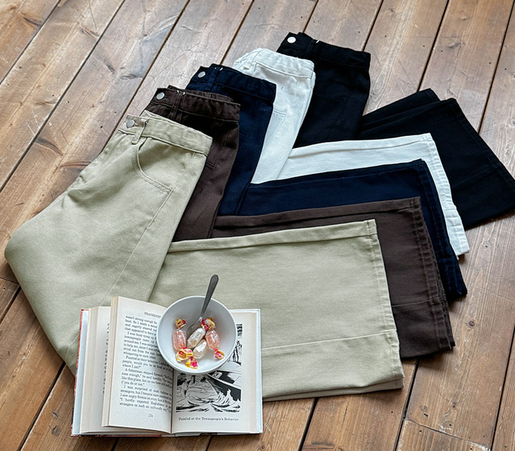 Garen diagonal cut hidden banding wide pants (Short/Basic/Longver)