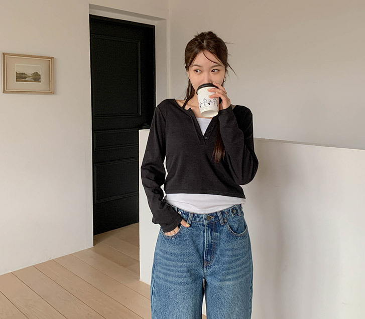 Leto Holter layered Corrugated Long-sleeved T-shirt