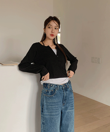 Leto Holter layered Corrugated Long-sleeved T-shirt