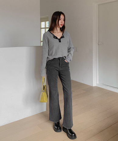 Ollo Denim Banding Bootcut Pants