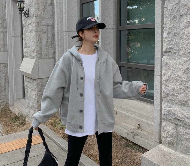 [Unisex] Levo Double-Layer Button Hooded Cardigan