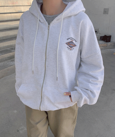 San Francisco Cracked Dye Hoodies Zip Up