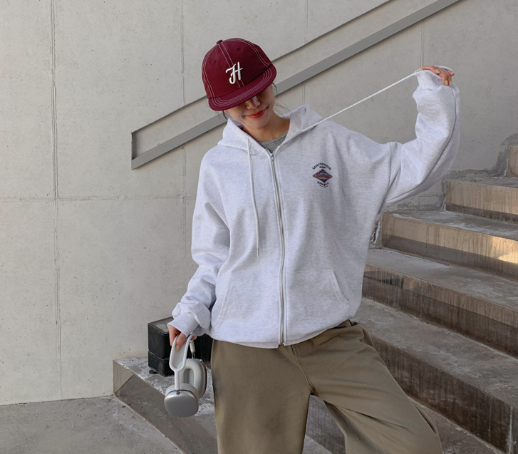 San Francisco Cracked Dye Hoodies Zip Up