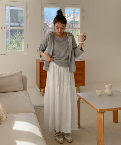 Moni Seersucker Shirring Banding Rong Skirt