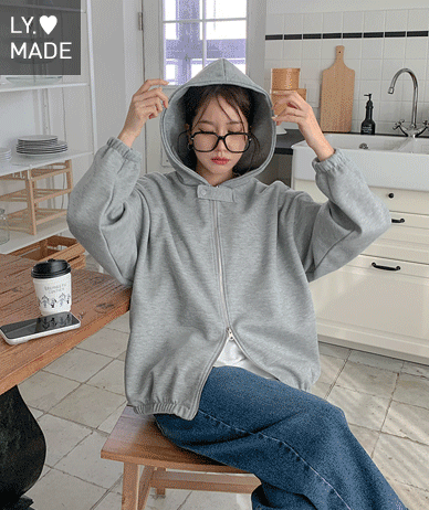 Double-layer snap button two-way banding hoodies zip up