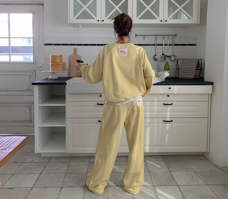 Number Patch Stitch Sweatshirt Pants Training Set