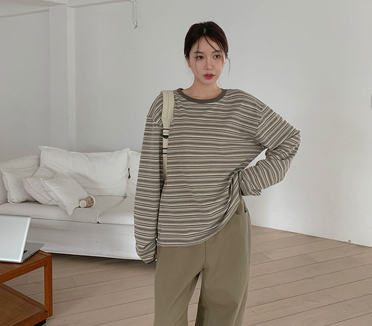 Mono Dangara color combination long-sleeved T-shirt