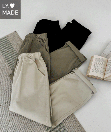 [20% off special sale] Hey Button Bijou Cotton Washing Semi Baggy Span Banding Pants