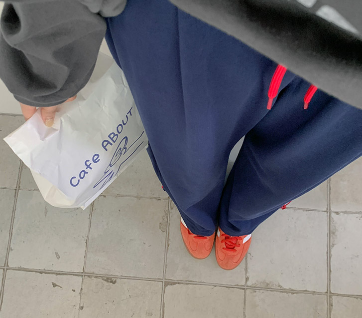 Spring color combination button wide training pants