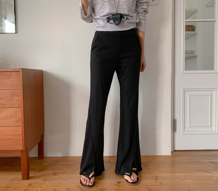 Long-Run Corrugated Team Banding Bootcut Pants